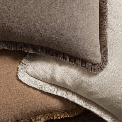 MIULEE Decorative Throw Pillow Covers Neutral Linen Fringe Throw Pillows Set of 2 Natural Beige Boho Farmhouse Cushion Covers with Tassels for Couch Sofa Bed Spring Home Decor 20x20 Inch