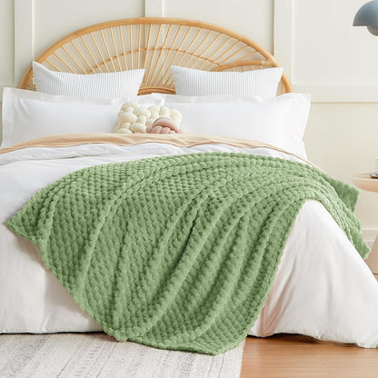 EXQ Home Fleece Throw Blanket for Couch or Bed - 3D Imitation Turtle Shell Jacquard Decorative Blankets - Cozy Soft Lightweight Fuzzy Flannel Blanket Suitable for All Seasons(50"×60",Beige)