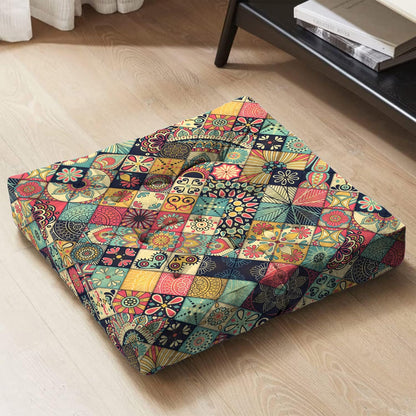 Mandala Meditation Cushion, Boho Meditation Mat, Meditation Pillows for Sitting on Floor, Cushions for Sitting in Home and Outdoor, Square Floor Pillow Cushion Seating for Yoga Accessories 22'' X 22''