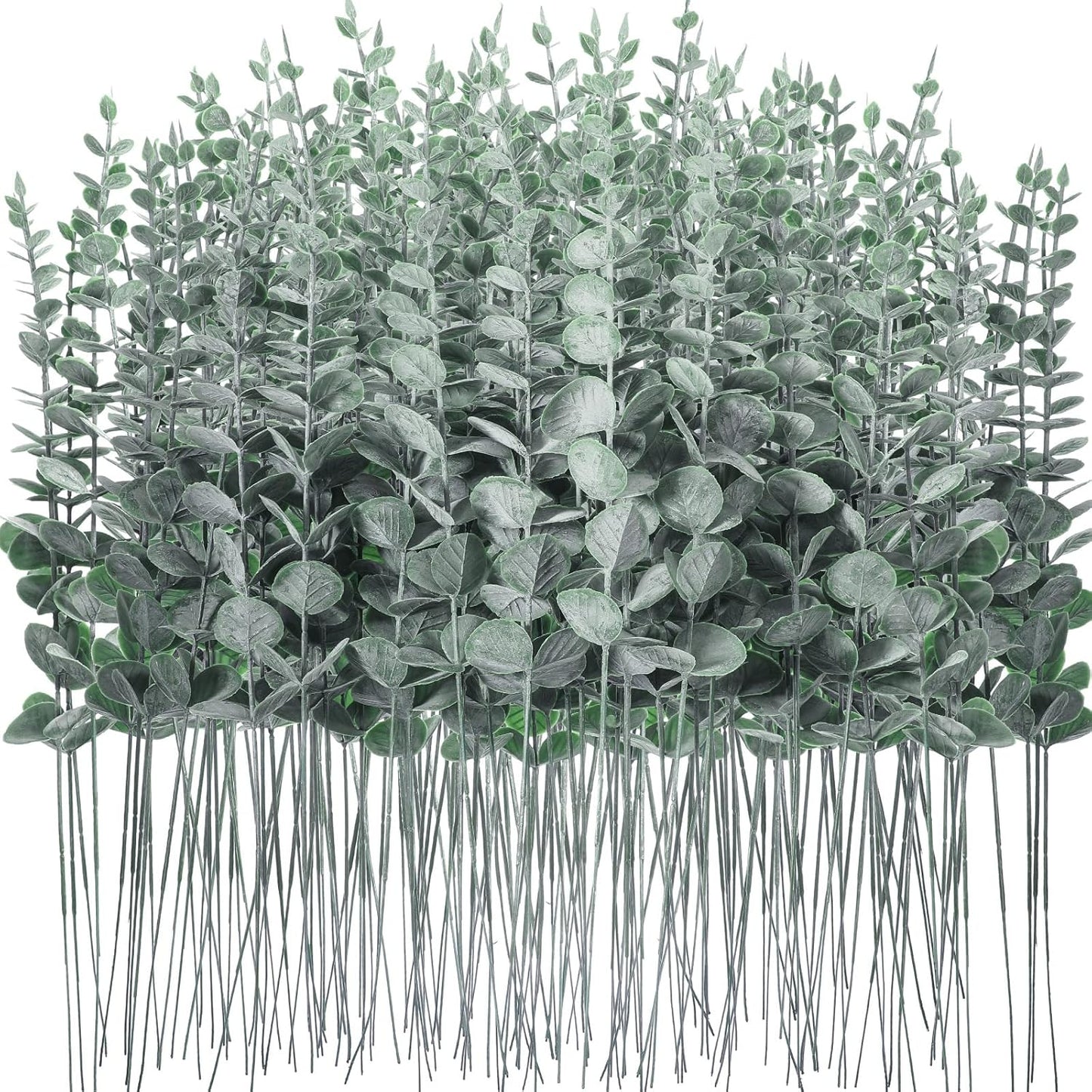 Canlierr 100 Pcs Eucalyptus Stems Faux Greenery Artificial Eucalyptus Leaves Decor Greenery Stems Branch for Wedding Centerpiece Flower Bouquet Farmhouse Home (Dark Green)