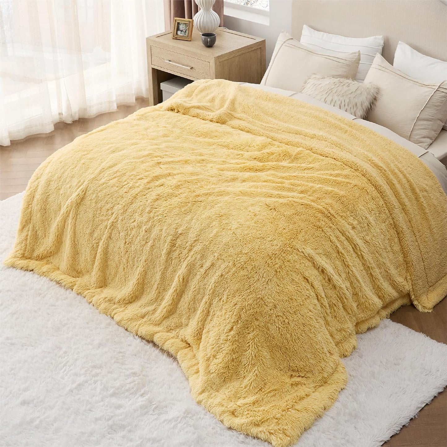 Bedsure GentleSoft Fluffy Fuzzy Faux Fur Throw Blanket for Couch, Soft Sherpa Fleece Cozy Gifts for Women, Plush Bed Blanket Room Decor for Men, Thick Warm Minky Teen Gifts Winter Bedding