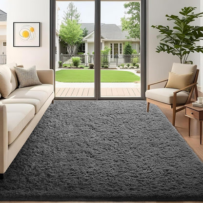 Ophanie Round Rugs 5Ft Ivory Circle Area Rug, Nursery Room Decor, Christmas Aesthetic Bedroom Home Circular Carpet 5 Foot, Fluffy Fuzzy Shag Plush Cream Living Room Rugs for Kids Boys Girls Teen Baby