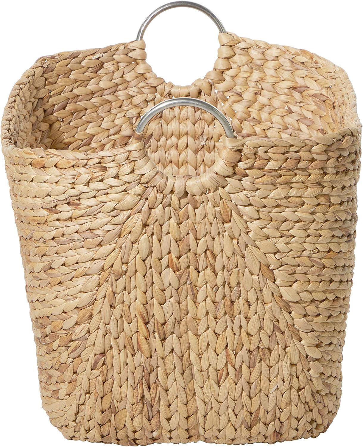 Deco 79 Seagrass Handmade Decorative and Functional Storage Basket Large Woven Basket Organizer with Ring Handles, Basket for Storage 20" x 18" x 19", Brown