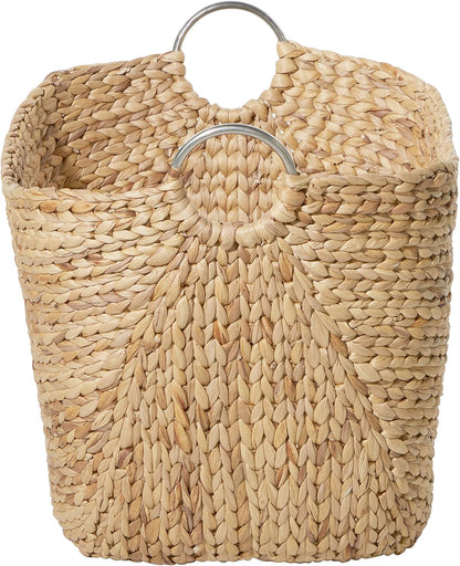 Deco 79 Seagrass Handmade Decorative and Functional Storage Basket Large Woven Basket Organizer with Ring Handles, Basket for Storage 20" x 18" x 19", Brown