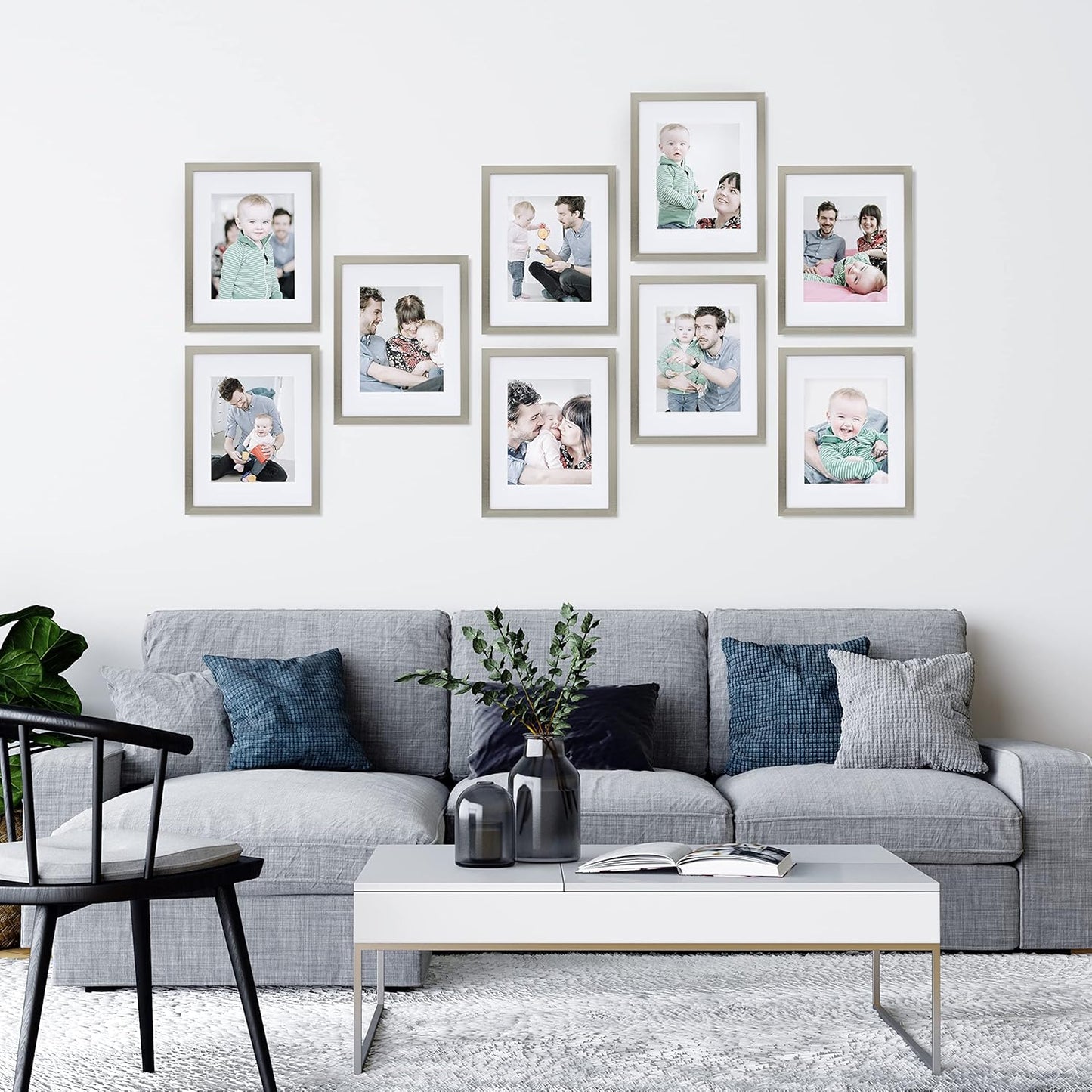 Sheffield Home 9 Piece Gallery Wall Frame Set, 11x14 in. matted to 8x10 in. (Matte Black)