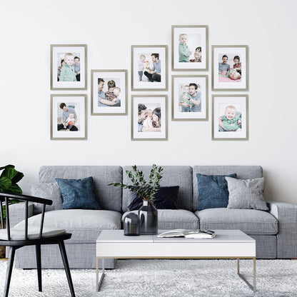 Sheffield Home 9 Piece Gallery Wall Frame Set, 11x14 in. matted to 8x10 in. (Matte Black)