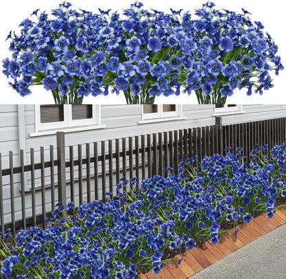 LikSoor 21 Bundles Artificial Outdoor UV Resistant Flowers No Fade Fake Outside Flowers Plastic Greenery Faux Shrubs Garden Porch Window Box Home Decoration(Purple)