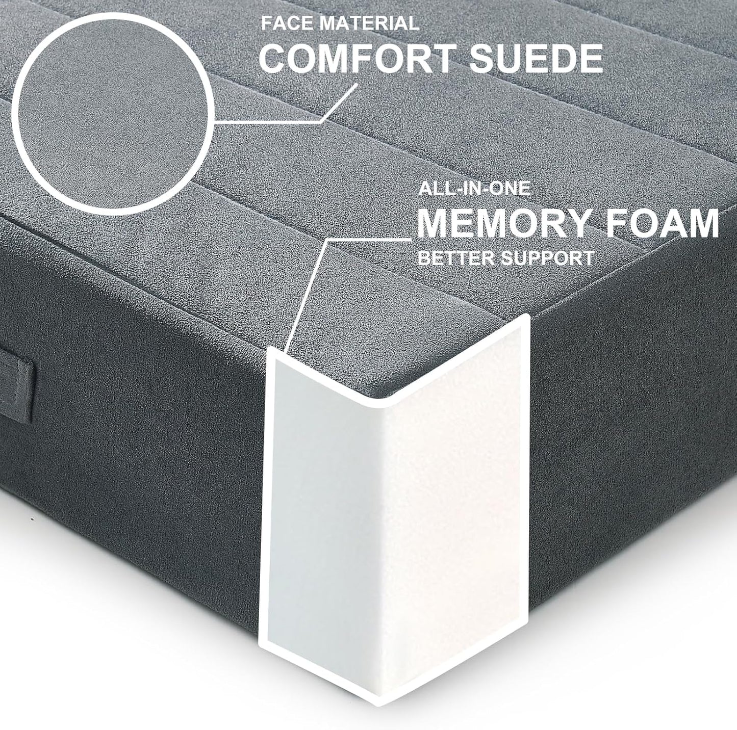 JKMAX 2 Pcs High Density Foam Floor Pillow - Upgraded Large Pillows Seating for Adults - Outdoor Floor Cushion with Soft Tufted Cover - Yoga Pillows for Sitting On Floor - 22 Inch Light Gray