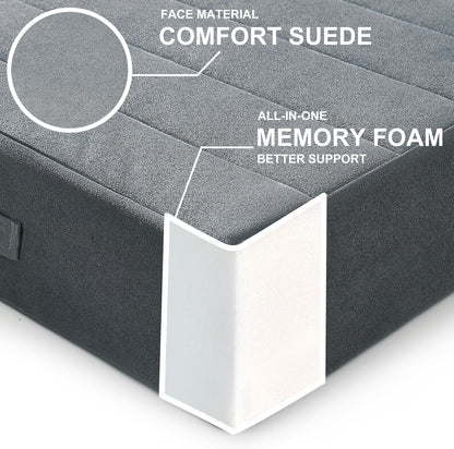 JKMAX 2 Pcs High Density Foam Floor Pillow - Upgraded Large Pillows Seating for Adults - Outdoor Floor Cushion with Soft Tufted Cover - Yoga Pillows for Sitting On Floor - 22 Inch Light Gray