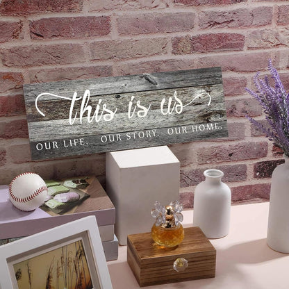 Jetec This Is Us Wall Sign Wooden Family Wall Plaques Inspiration Sign Farmhouse Entryway Rustic Plaques Art with Quotes for Living Room Bedroom Christmas Decorations(Antique White)