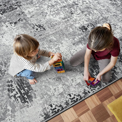 Ompaa 2x6 Rug Runners for Hallways Kitchen Runner Rug Non Slip Washable Grey Long Runner Rugs with Rubber Backing Soft Abstract Carpet Runner for Hallways, Kitchen, Bedroom, Bathroom, Entryway - Colors B