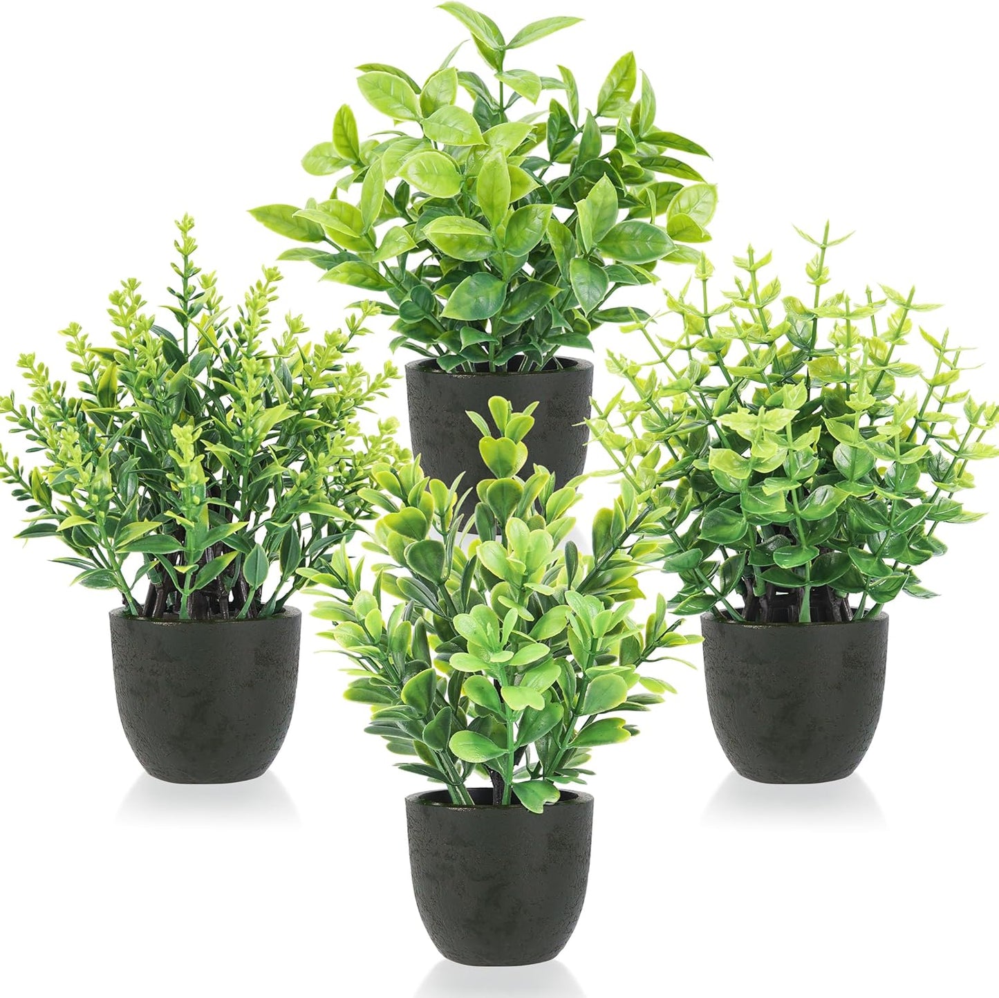 Der Rose 4 Pack Mini Artificial Plants Indoor in Pots Mixed Fake Plants Greenery Set for Bathroom Decor Shelf Counter Styling Office Desk Farmhouse Room Decor