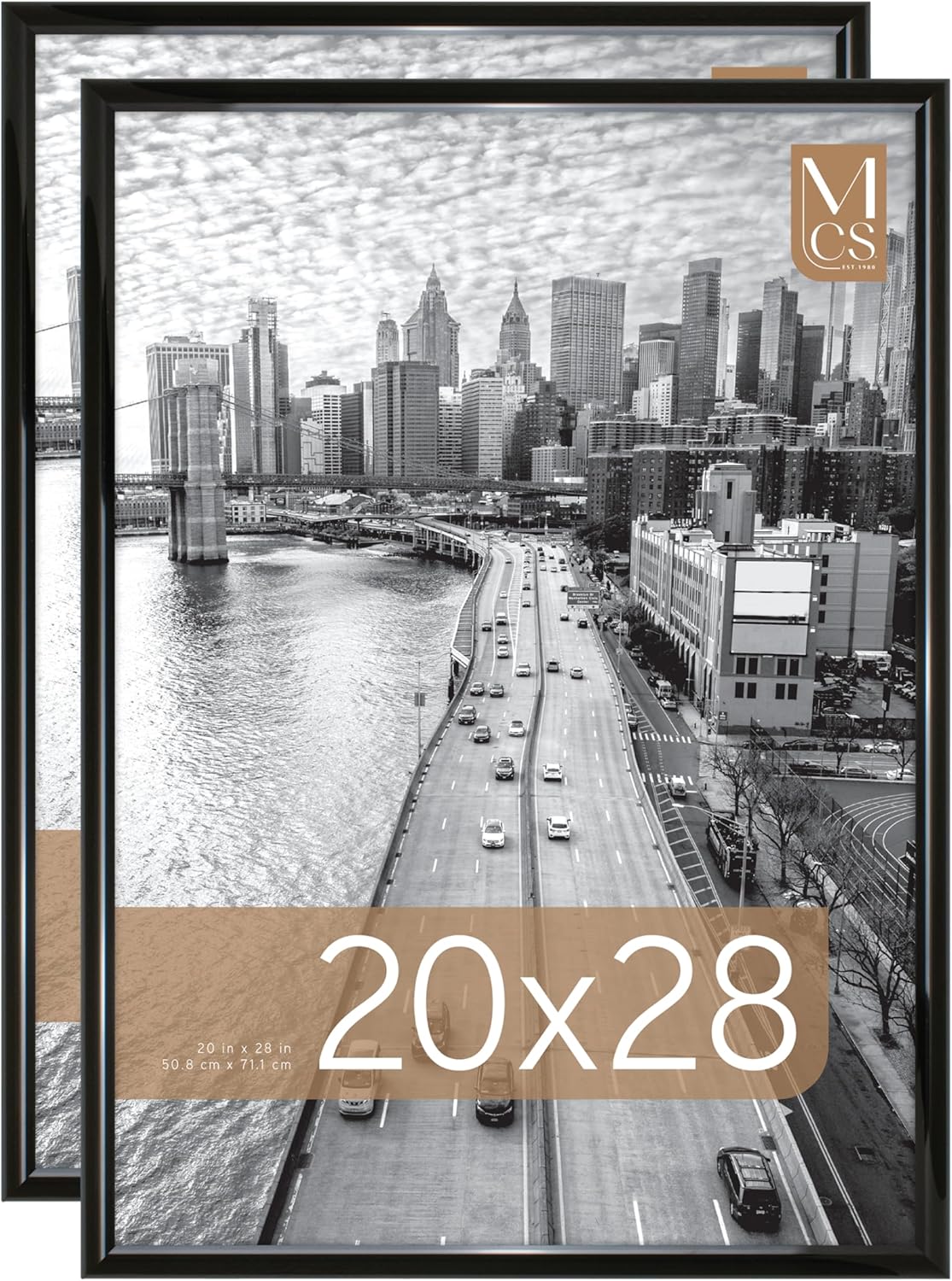 MCS Trendsetter 24x36 Poster Frame Black High-Gloss, Vertical & Horizontal Wall Hanging Large Picture Frame for Photos, Posters & Art Prints (1-Pack)