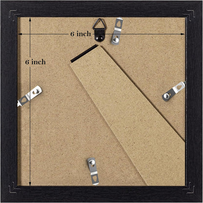 eletecpro 12x12 Picture Frames Set of 9 with Clear Acrylic Cover, Display 8x8 Photos with Mat or 12x12 Without, Classic and Sturdy Square Collage Gallery Wall Decor, Easy Wall Mount, Black