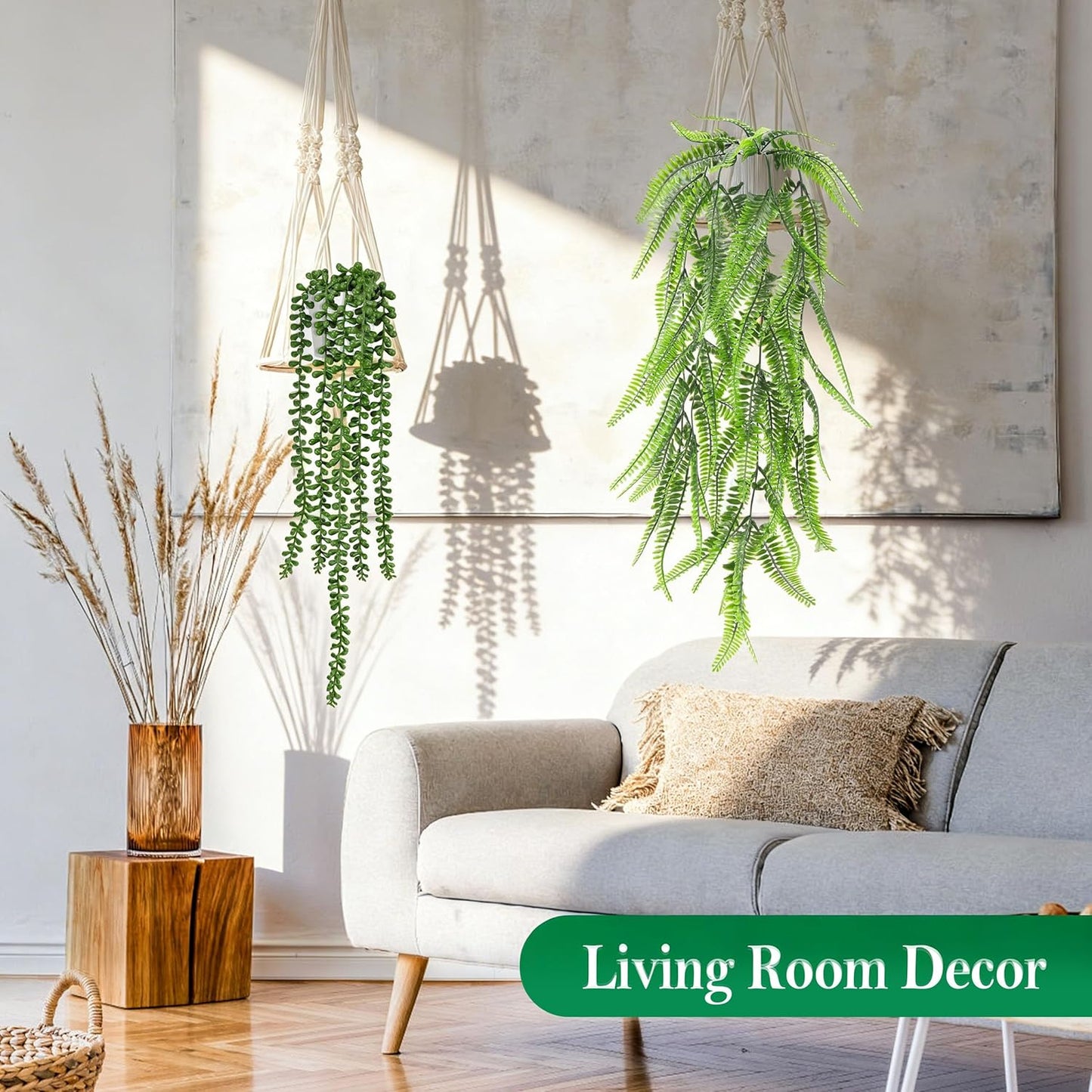 Der Rose 4Pcs Fake Plants Hanging Artificial Ivy Vine Faux Eucalyptus Hanging Plants, Boston Fern, String of Pearls for Living Room Aesthetic Bedroom Boho Kitche Wall Shelf Indoor Outdoor Decor