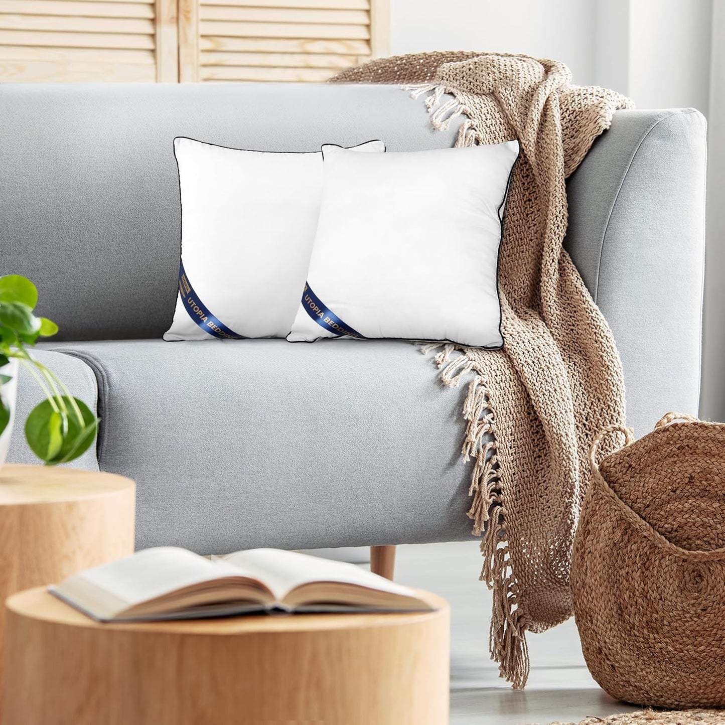 Utopia Bedding Throw Pillow Inserts (Pack of 4, White), 18 x 18 Inches Decorative Indoor Pillows for Sofa, Bed, Couch, Cushion Sham Stuffer