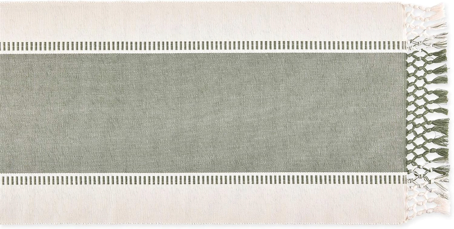 DII Dobby Stripe Woven Table Runner, 13x72-inch, French Blue