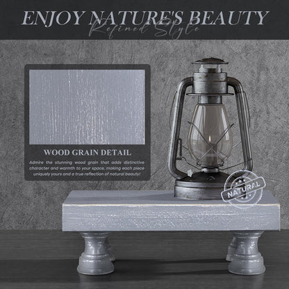 EOSAHR Farmhouse Riser for Room Decor : Decorative Pedestal Stand For Display Your Home Decorations and Uniquely Soap Stand - Rustic Bathroom Counter Tray and Kitchen Decor (Natural Wood)