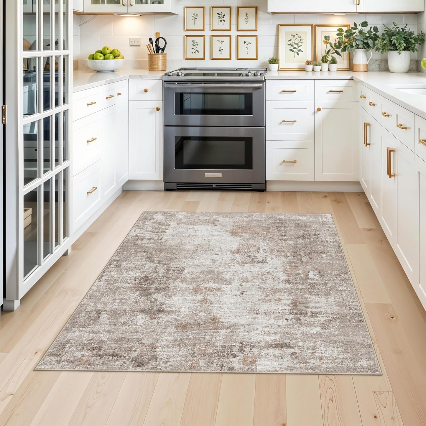 2x3 Washable Non-Slip Area Rug - Soft Low Pile Throw Rug for Kitchen Entryway Bedroom - Modern Indoor Door Mat with Rubber Backing (Beige Grey) - Colors A