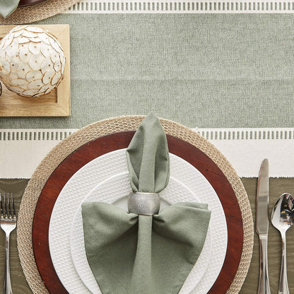 DII Dobby Stripe Woven Table Runner, 13x72-inch, French Blue