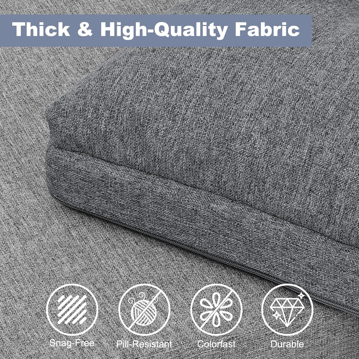 baibu 40 Inch Dual-Layer Patent Design Memory Foam Bench Cushion, Non-Slip Indoor Bench Cushion Standard Size Foam Pad with Machine Washable Cover (Dark Grey, 40x16x3in)