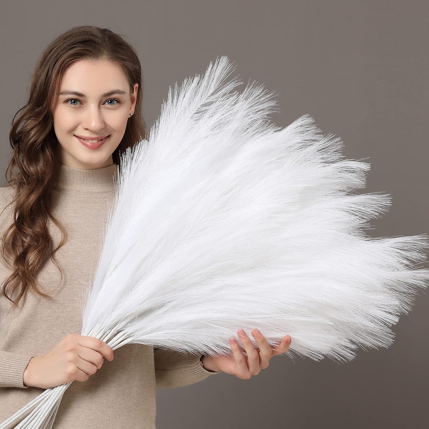 PERFNIQUE Faux Pampas Grass, 9PCS Pompas, Large Pompas Grass, 38'' Tall Pampas Grass for Floor Vase, Pampas Grass Decor Tall for Vase Fillers, Boho Rustic Farmhouse Home Decor(Natural Beige)