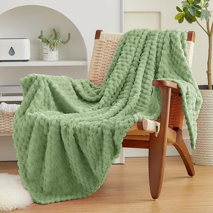 EXQ Home Fleece Throw Blanket for Couch or Bed - 3D Imitation Turtle Shell Jacquard Decorative Blankets - Cozy Soft Lightweight Fuzzy Flannel Blanket Suitable for All Seasons(50"×60",Beige)