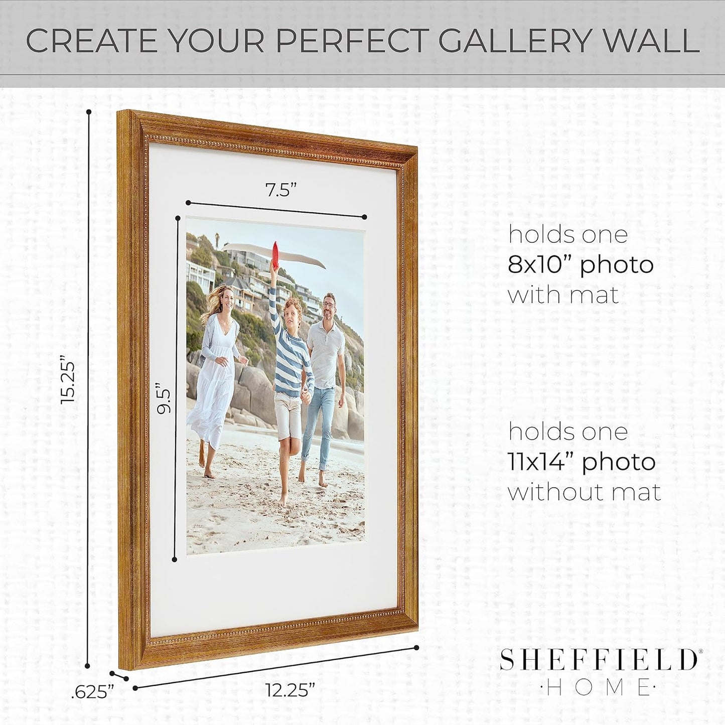Sheffield Home 9 Piece Gallery Wall Frame Set, 11x14 in. matted to 8x10 in. (Matte Black)