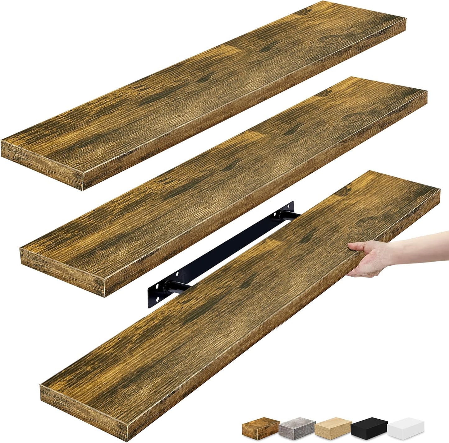 Sorbus Floating Shelves for Wall - 48 Inch Long Bathroom Shelves, Wall Decor for Bedroom, Kitchen, Living Room & Book Storage - Mounted Floating Shelf with Invisible Brackets (Maple Wood, 2 Pack)