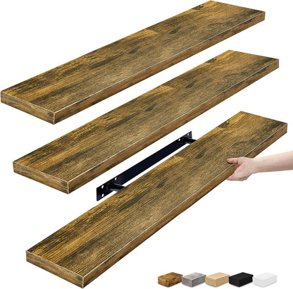 Sorbus Floating Shelves for Wall - 48 Inch Long Bathroom Shelves, Wall Decor for Bedroom, Kitchen, Living Room & Book Storage - Mounted Floating Shelf with Invisible Brackets (Maple Wood, 2 Pack)