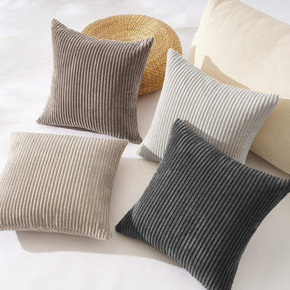 Topfinel Decorative Throw Pillow Covers Cushion Cases, Set of 4 Soft Velvet Modern Double-Sided Designs, Mix and Match for Boho Farmhouse Fall Home Decor (18x18 inch, Orange/Teal)