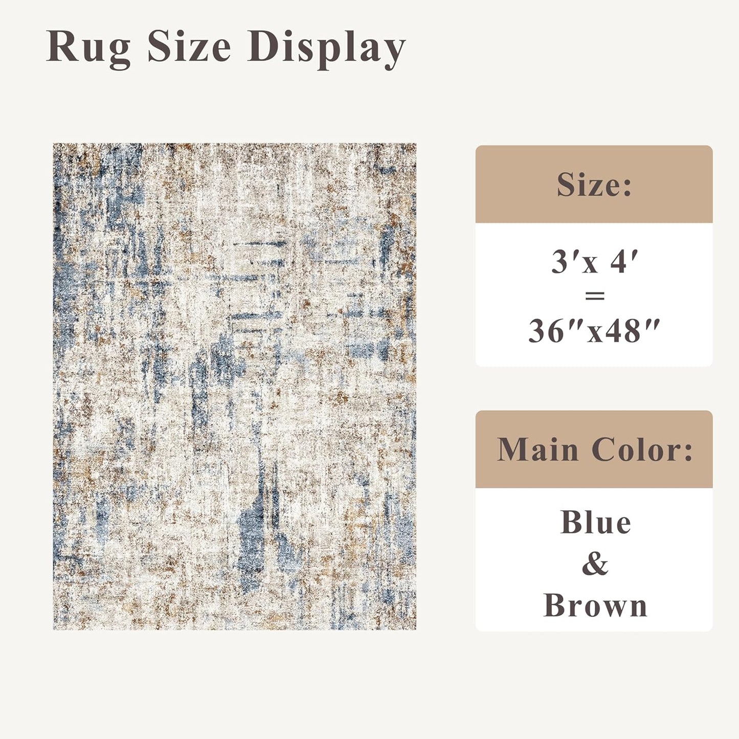2x3 Washable Non-Slip Area Rug - Soft Low Pile Throw Rug for Kitchen Entryway Bedroom - Modern Indoor Door Mat with Rubber Backing (Beige Grey) - Colors B