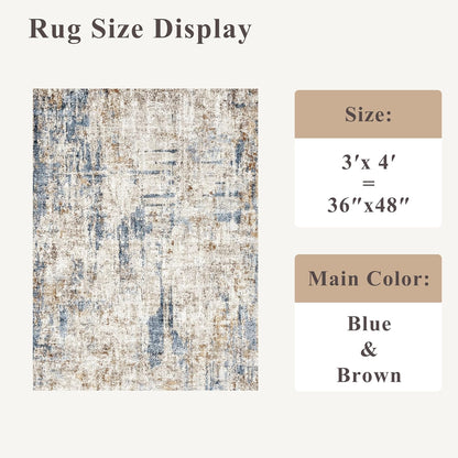 2x3 Washable Non-Slip Area Rug - Soft Low Pile Throw Rug for Kitchen Entryway Bedroom - Modern Indoor Door Mat with Rubber Backing (Beige Grey) - Colors B