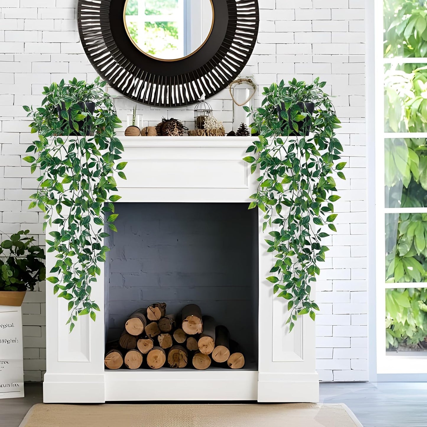 Waipfaru 4Pcs Fake Hanging Plants 2.7ft Fake Plants Eucalyptus Leaves UV Resistant Fake Vines Ivy Artificial Plants Outdoor Faux Plants Indoor Bedroom Living Room Boho Wall Porch Shelf Decor