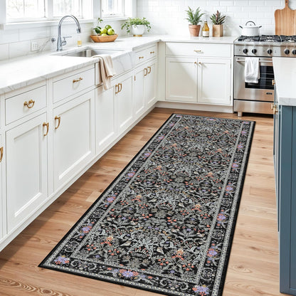 2x3 Washable Non-Slip Area Rug - Soft Low Pile Throw Rug for Kitchen Entryway Bedroom - Modern Indoor Door Mat with Rubber Backing (Beige Grey) - Colors A