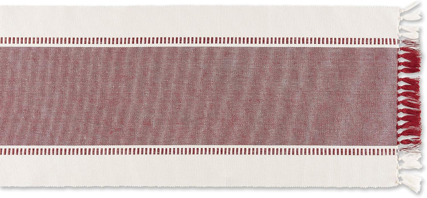 DII Dobby Stripe Woven Table Runner, 13x72-inch, French Blue