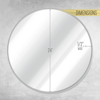 Gold Circle Wall Mirror 24 Inch Round Wall Mirror for Entryways, Washrooms, Living Rooms and More (Gold, 24")