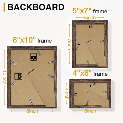 Vittanly 20 Pack Picture Frames Collage Wall Decor, Multi Sizes Including 4pcs 8x10, 8pcs 5x7 and 8pcs 4x6 Photo Frames, Gallery Frame Set for Wall or Tabletop Display, Black, Brown and Dark Grey