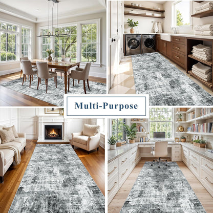 2x3 Washable Non-Slip Area Rug - Soft Low Pile Throw Rug for Kitchen Entryway Bedroom - Modern Indoor Door Mat with Rubber Backing (Beige Grey) - Colors A
