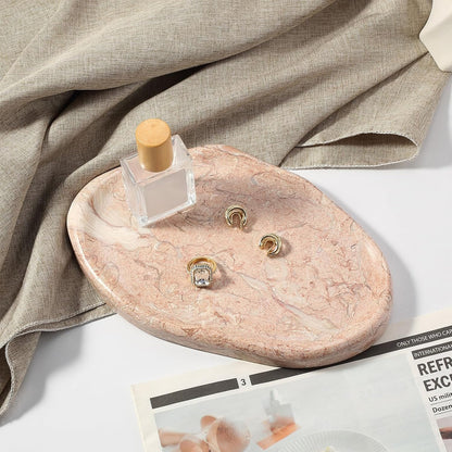 Koville Luxurious Natural Marble Vanity Tray, Cloud Shape Serving Stone Key Tray for Home Decor, 10" x 7" Marble Storage Trays for Bathroom, Stone Plate Holder for Perfume, Candle and Jewelry