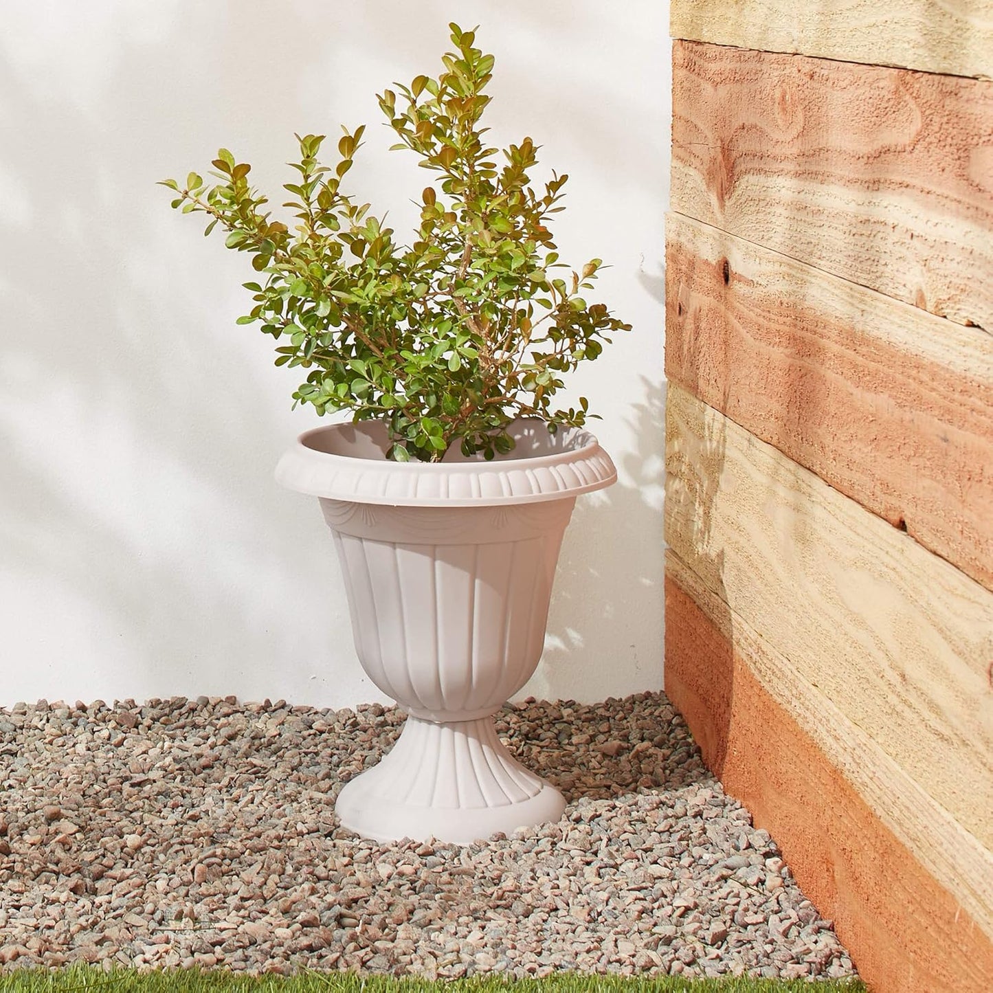 Arcadia Garden Products PL10CP Classic Traditional Plastic Urn Planter Indoor/Outdoor, 15" x 13", Brushed Copper