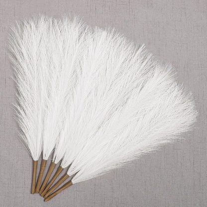 UREYMX Faux Pampas Grass Decor 17.7 Inch 6pcs, Artificial Pampas Grass Fluffy Home Decor, Short Vase Room Decor pompous Grass Flower Arrangement for Boho Home Wedding Decoration (Black)