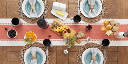 DII Dobby Stripe Woven Table Runner, 13x72-inch, French Blue