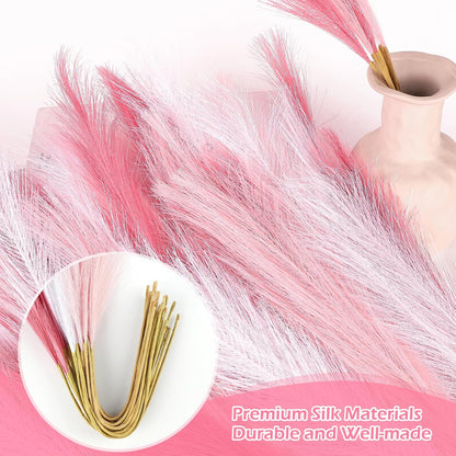 Pampas Grass Decor 30 Pcs 21.7 Inch Faux Brown Pampas Grass Bulk Artificial Dried Flowers Small Vase Filler Pompas Grass.