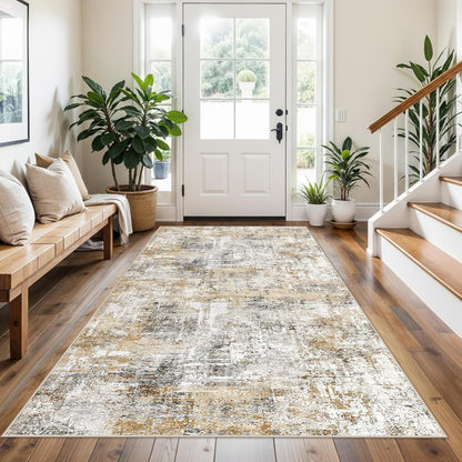 2x3 Washable Non-Slip Area Rug - Soft Low Pile Throw Rug for Kitchen Entryway Bedroom - Modern Indoor Door Mat with Rubber Backing (Beige Grey) - Colors B
