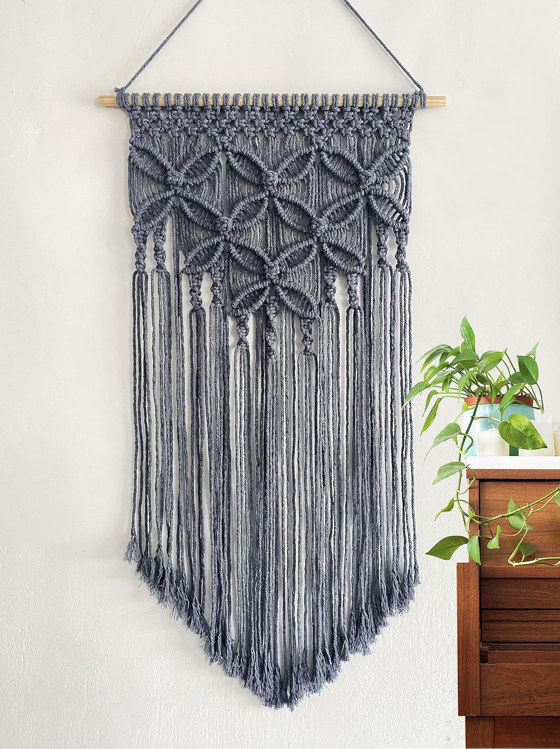 Handmade Cotton Home Decor Macrame Wall Hanging Navy