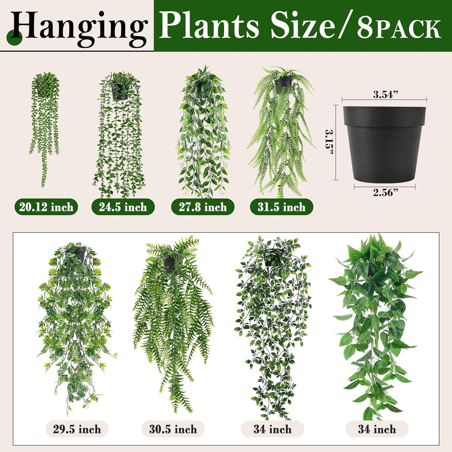 Der Rose 4Pcs Fake Plants Hanging Artificial Ivy Vine Faux Eucalyptus Hanging Plants, Boston Fern, String of Pearls for Living Room Aesthetic Bedroom Boho Kitche Wall Shelf Indoor Outdoor Decor