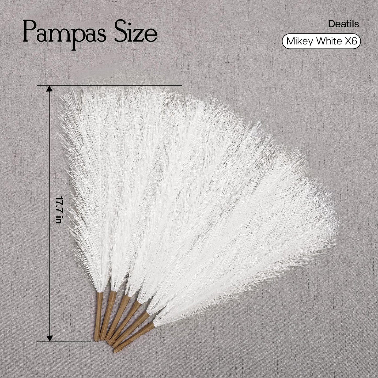 UREYMX Faux Pampas Grass Decor 17.7 Inch 6pcs, Artificial Pampas Grass Fluffy Home Decor, Short Vase Room Decor pompous Grass Flower Arrangement for Boho Home Wedding Decoration (Black)