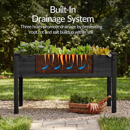 Best Choice Products 72x24x30in Raised Garden Bed, Elevated Wood Planter Box Stand for Backyard, Patio, Balcony w/Divider Panel, 6 Legs, 300lb Capacity - Natural