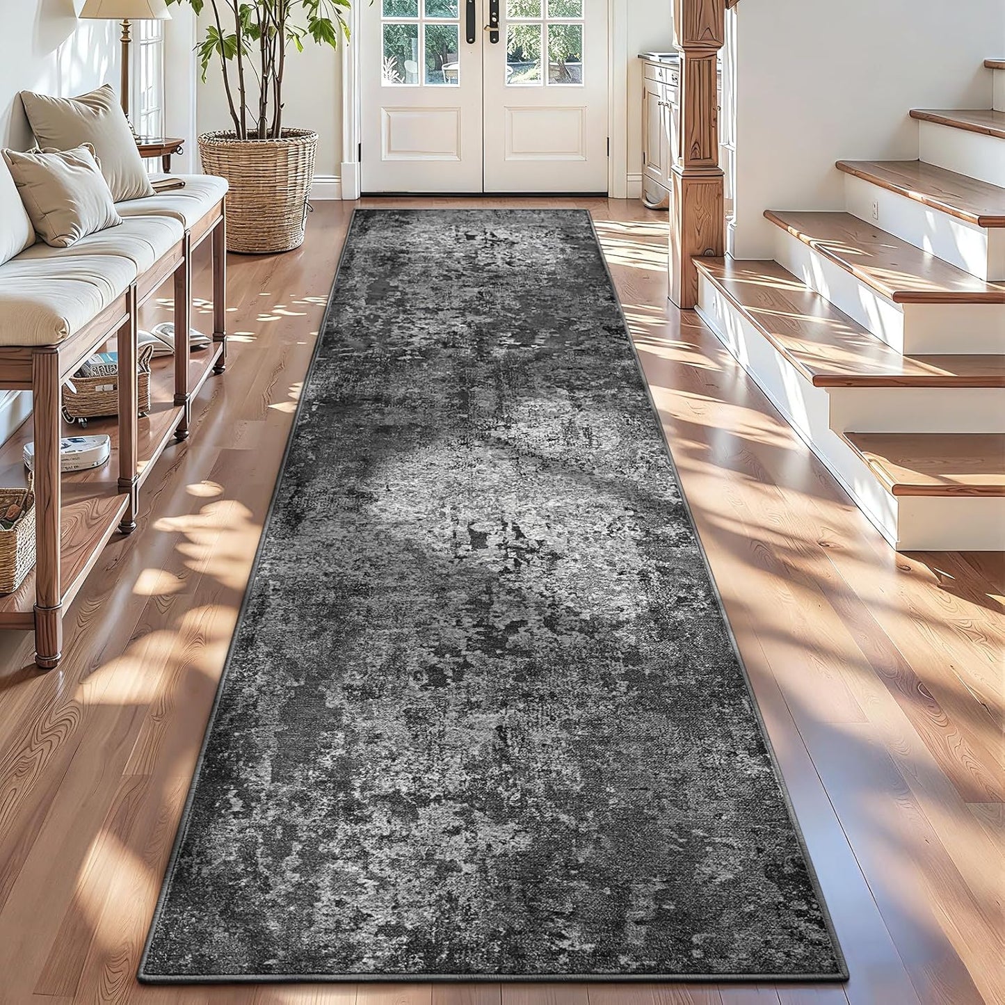 Ompaa 2x6 Rug Runners for Hallways Kitchen Runner Rug Non Slip Washable Grey Long Runner Rugs with Rubber Backing Soft Abstract Carpet Runner for Hallways, Kitchen, Bedroom, Bathroom, Entryway - Colors B